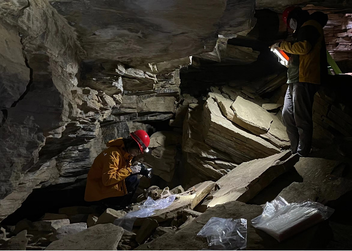 Excavation in a branch cave in the upper chamber of Sding Chung, an archaeological site from the Shigatse Prefecture of Xizang, in the southwestern region of the Tibetan Plateau.png