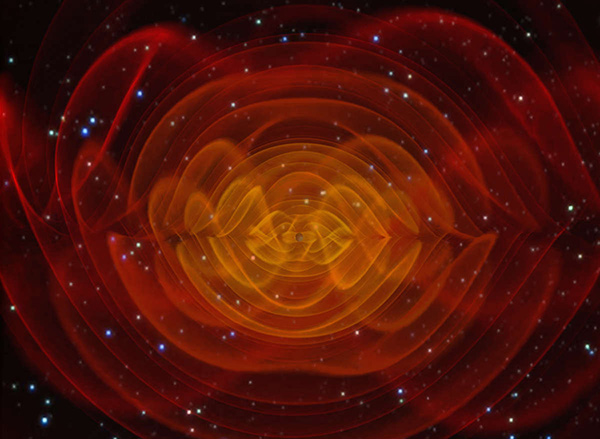 NASA researchers simulated the gravitational waves that would be produced when two black holes merged. [Photo/NASA]