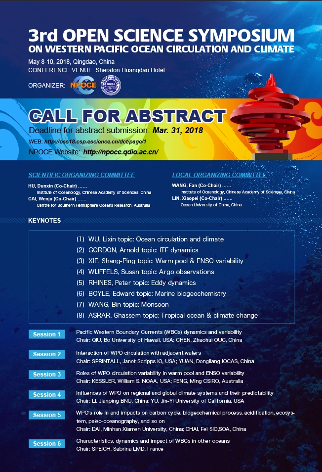 3rd Open Science Symposium on Western Pacific Ocean Circulation and Climate